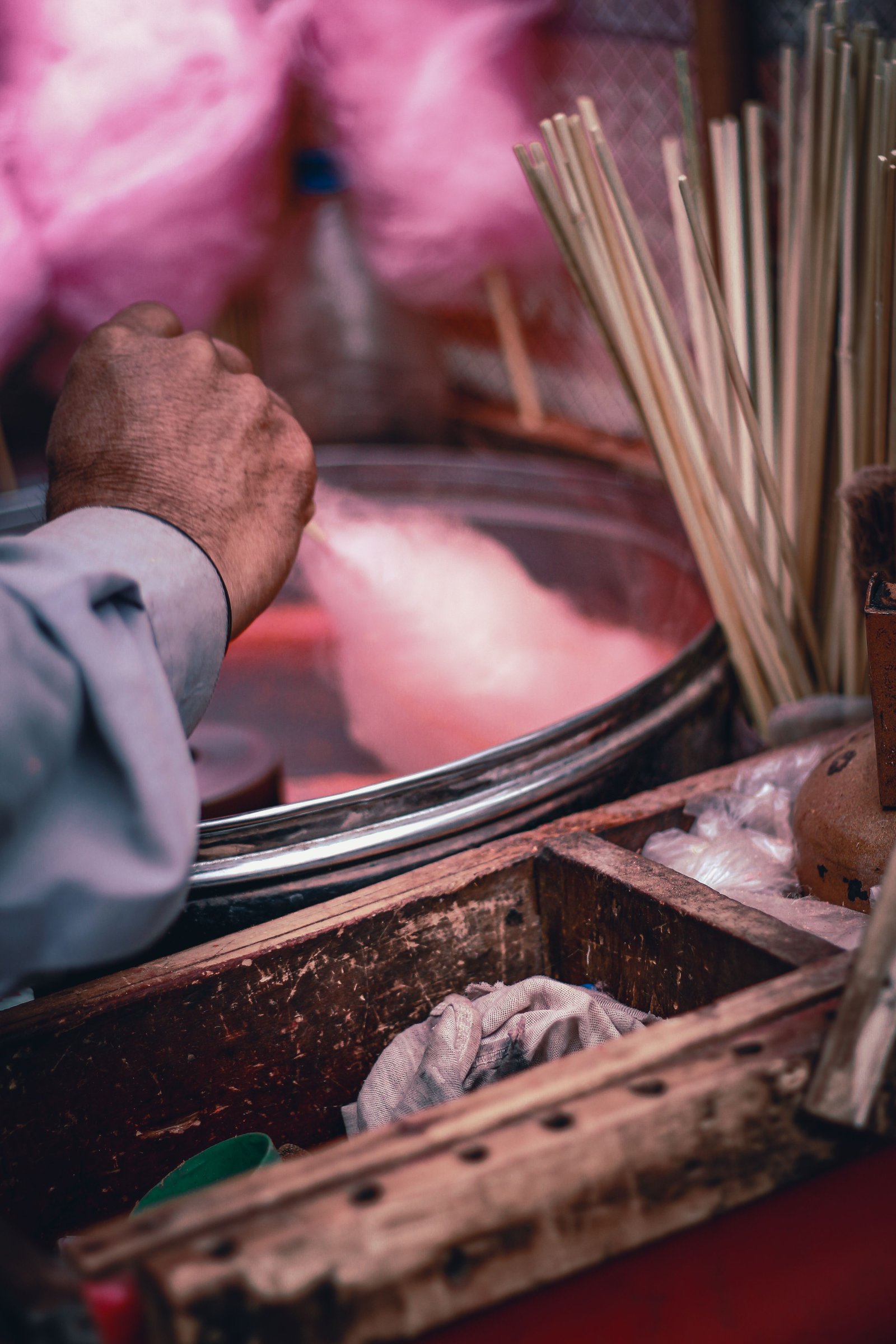 Cotton candy being spun fresh