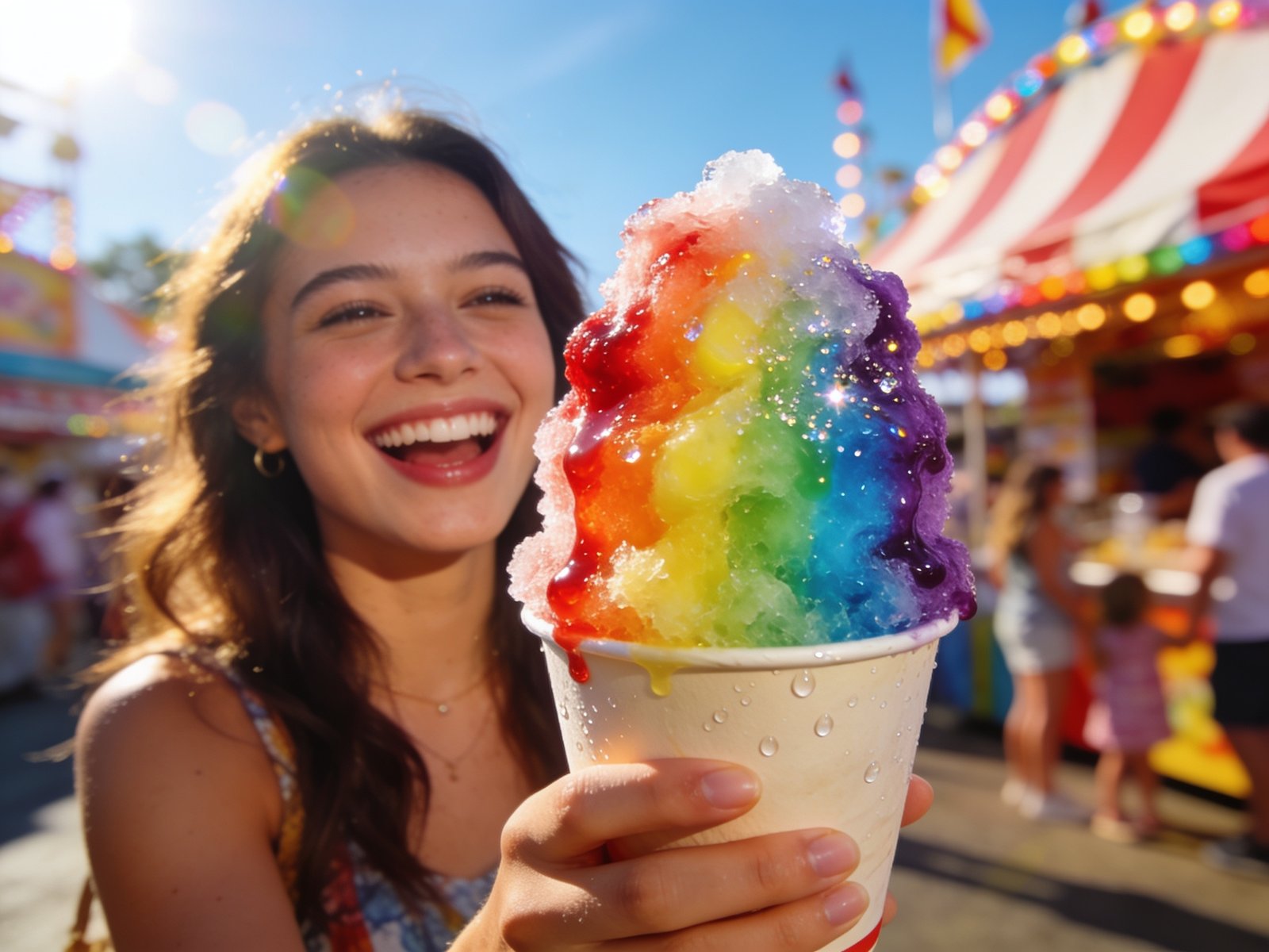 Colorful shaved ice cups