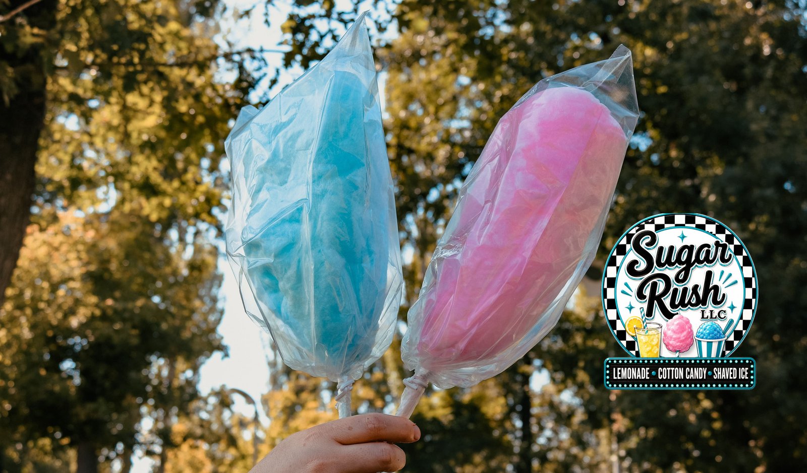 Sugar Rush lemonade, cotton candy, and shaved ice set up at an event